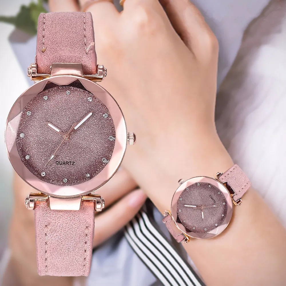 Женские часы Reloj модные женские корейские кварцевые цвета розового золота со