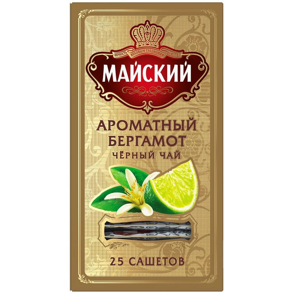 Чай МАЙСКИЙ &quotАроматный Бергамот&quot черный ароматизированный 25 сашетов