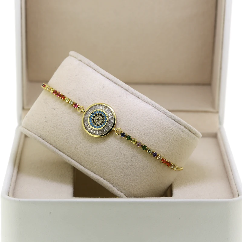 Тенди Модные яркие браслеты с злым глазом из ЦЗ для женщин, ручной работы, золотые цепи, регулируемые, украшения везения для девушек.