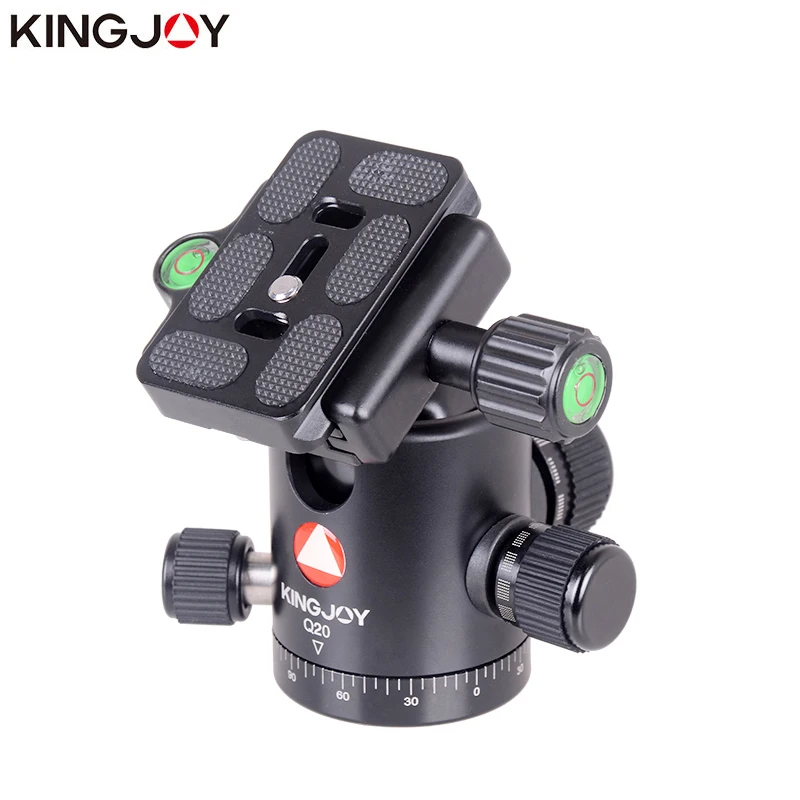 KINGJOY Official Q20 Tripod Head Ball Rotating Panoramic BallHead with plate 1/4&quot to 3/8&quot Screw for Monopod DSLR Camera |