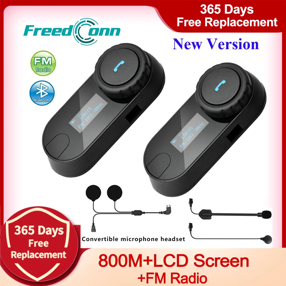 FreedConn TCOM-SC Bluetooth мотоциклетная гарнитура для домофона шлем ЖК-экран с fm-радио