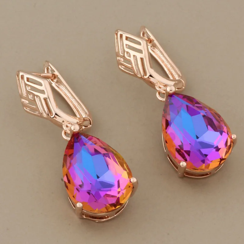 Новые трендовые длинные серьги с кристаллами высокое качество 585 розовое золото