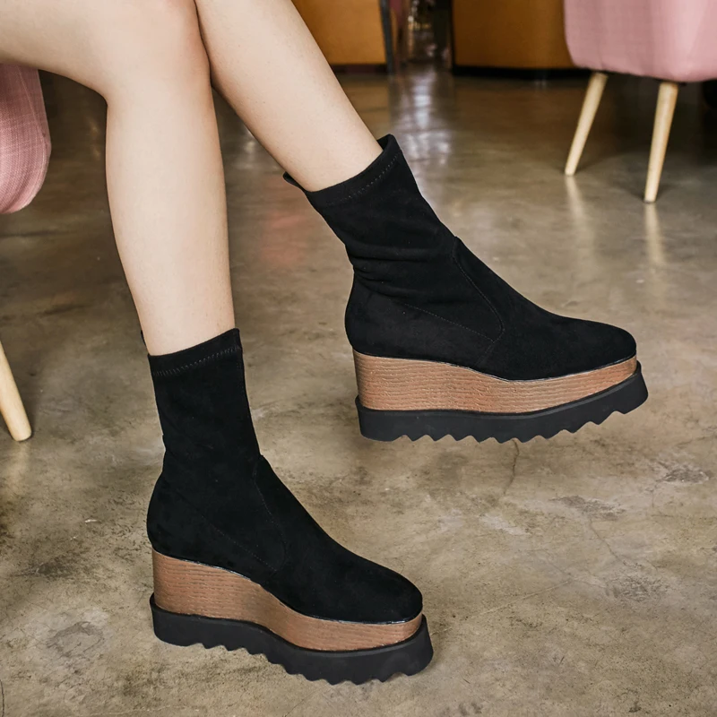 2021 эластичные замшевые ковбойские ботильоны в западном стиле черного и серого