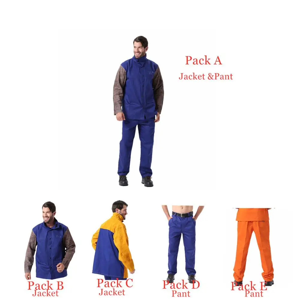 Сварочный костюм рабочая одежда куртка брюки Рабочий огнестойкая воловья кожа