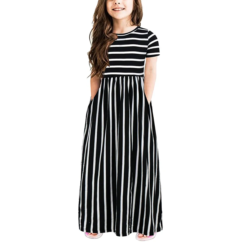 Fashion Baby Dress 2019 Toddler Girls Short Sleeve Striped Print Kids Dresses Clothes | Детская одежда и обувь