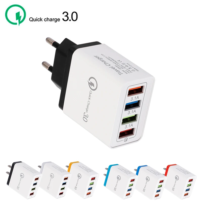 Универсальное зарядное устройство QC 3 0 для смартфонов iphone Samsung Huawei Xiaomi быстрая