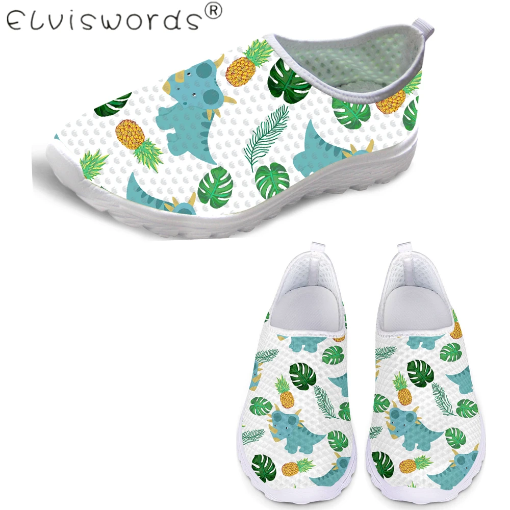 ELVISWORDS/Женская обувь на плоской подошве с принтом динозавра Летние уличные