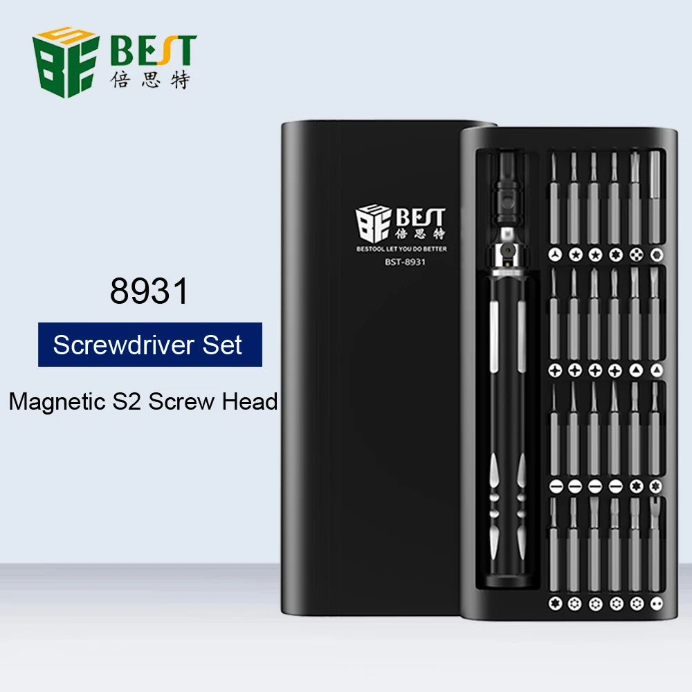 BST-8931 25 в 1 Набор высокоточных отвёрток качество Алюминий Магнитный S2 головки