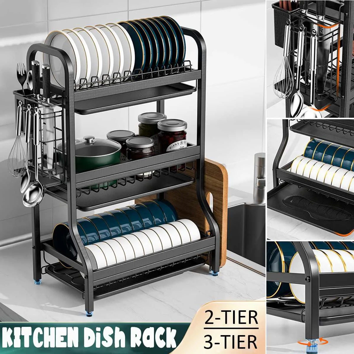 2/3 ярусов сушилка для посуды держатель тарелок полка хранения кухонный
