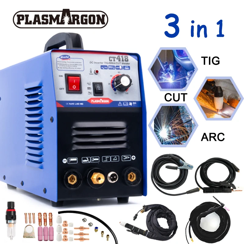 CT418 Inverter 220v Plasma Welding Machine 3 in 1 Cutter/TIG/MMA Argon Welder with Free Consumables | Инструменты