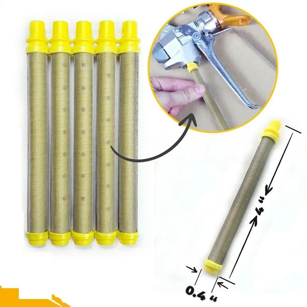 Repair Tools 5pcs 100Mesh Airless Spray Gun Filter Tool YELLOW Insert 304 Stainless Steel For Various Models | Инструменты