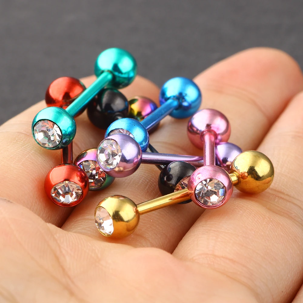 JUNLOPWY 14G кольца для языка хрустальные прямые колокольчики сосков серьги на