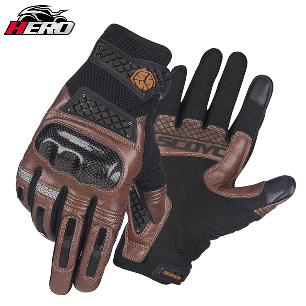 SCOYCO Motorcycle Gloves Summer Breathable Moto Carbon Fibre Motocross Touch Function Guantes Riding # | Автомобили и мотоциклы