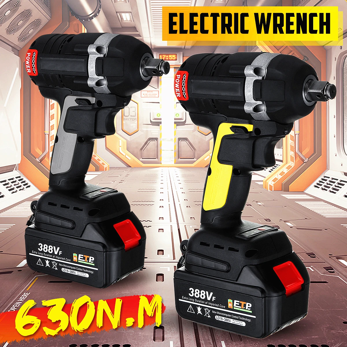Аккумуляторный Электрический гаечный ключ 388VF 630N.m 19800 мАч литиевый аккумулятор -