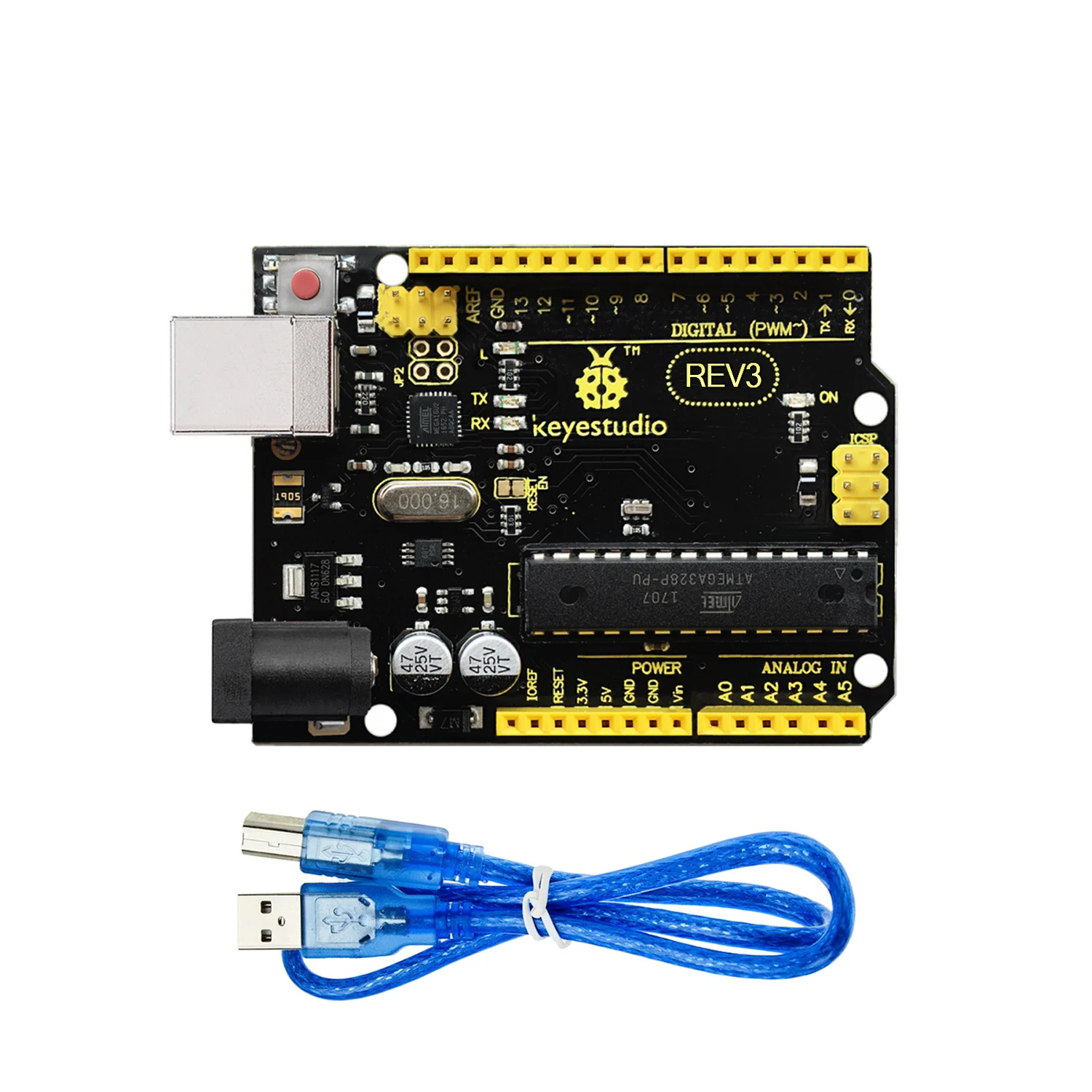 Макетная плата Keyestudio REV3 ATmega328P + usb-кабель для Arduino UNOR3 | Электронные компоненты и