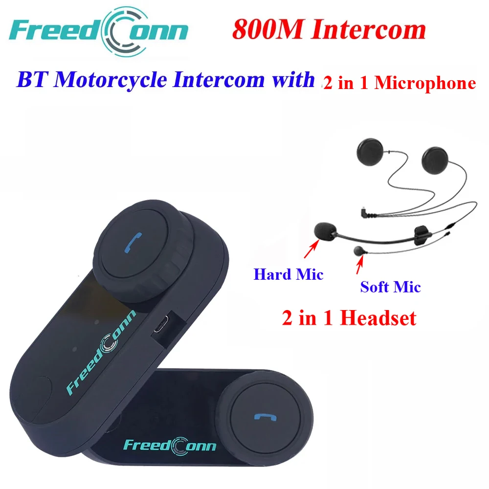 Гарнитура для шлема FreedConn TCOM VB мотоциклетная беспроводная 800 м Bluetooth 2 в 1 микрофон