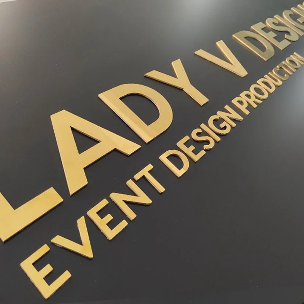 Полированная нержавеющая сталь лазерная резка буква Золотое зеркало плоская