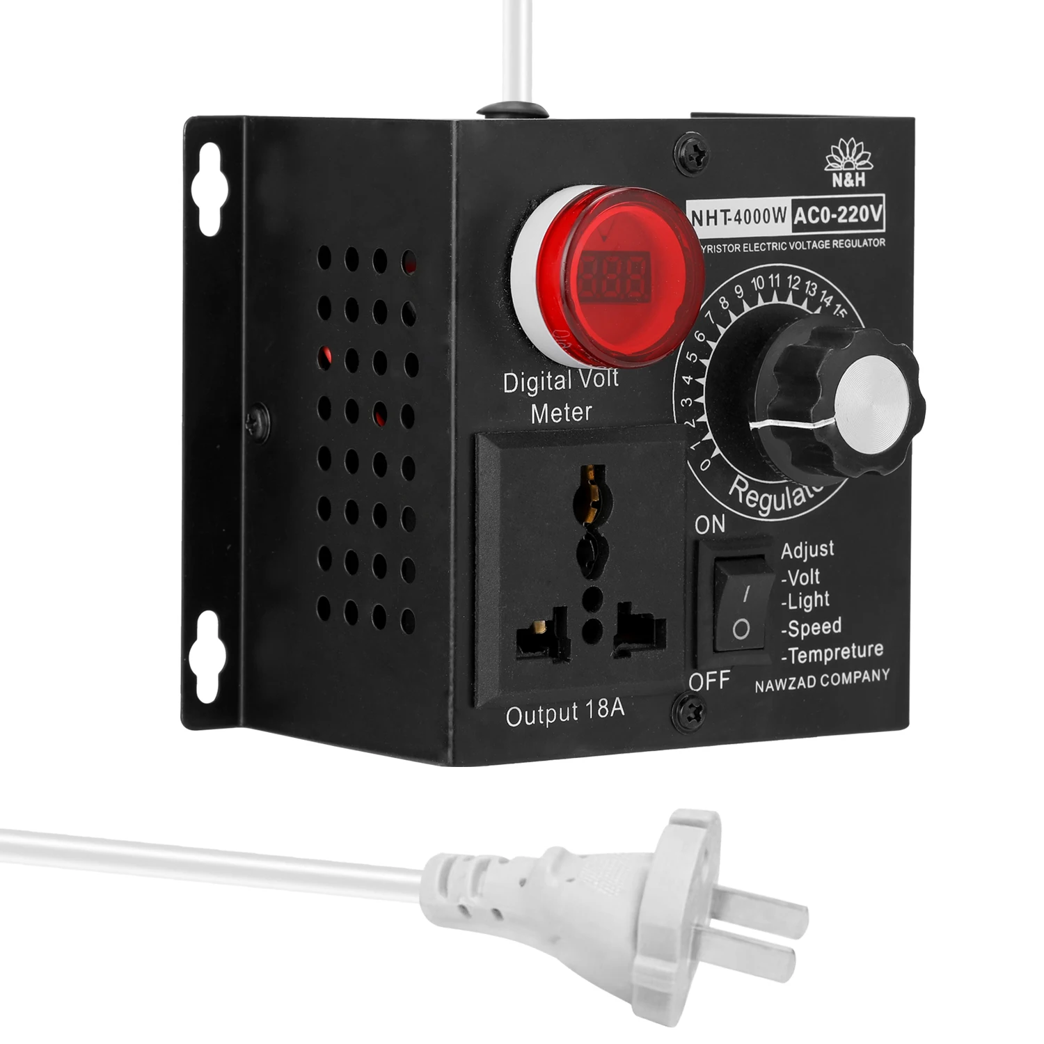 Стабилизатор напряжения переменного тока 220 В 4000 Вт компактный переменный контроллер портативной скорости, температуры, света и регулируемый диммер.