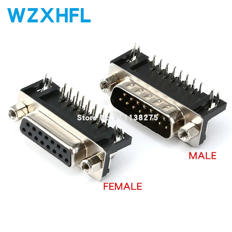 5 шт. образец черный штекер/гнездо DB15 DR15 D-Sub прямоугольный двухрядный штыревой
