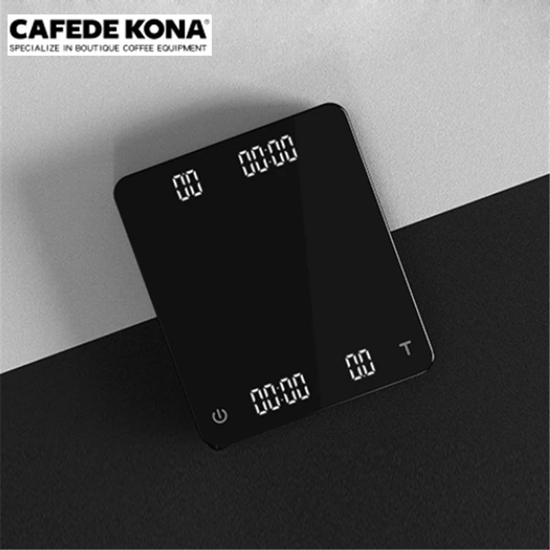Цифровые весы CAFEDE KONA с двумя экранами электронные для кофе таймером USB кухонные