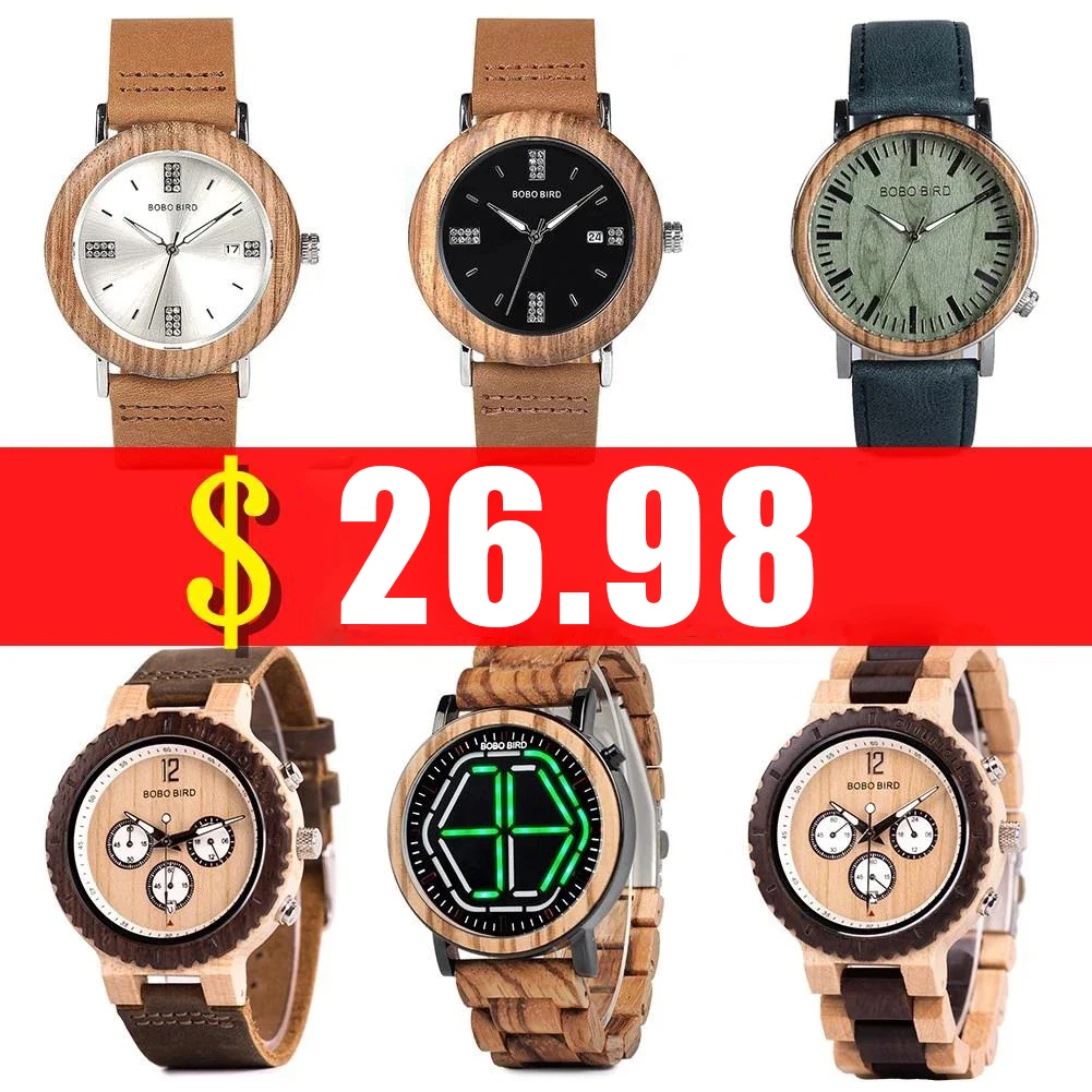 BOBO BIRD деревянные часы акция Мужские Роскошные наручные с кожаным ремешком