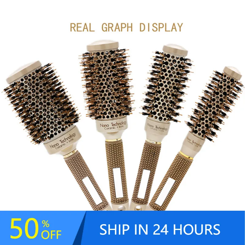 4 Sizes Professional Round Hair Comb Salon Styling Tools Hairdressing Curling Brushes Ceramic Iron Barrel 20# | Красота и здоровье