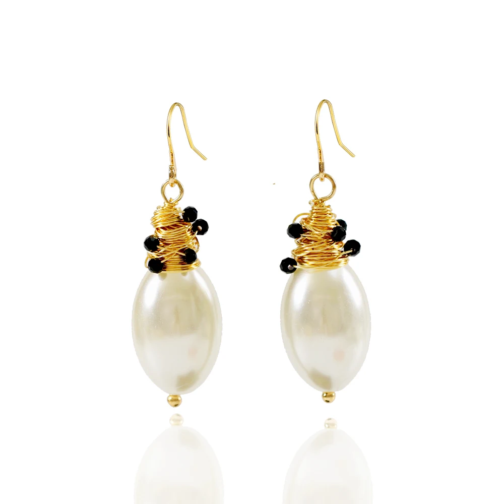 Модные женские серьги ручной работы LANFLORA с имитацией жемчуга из медного сплава