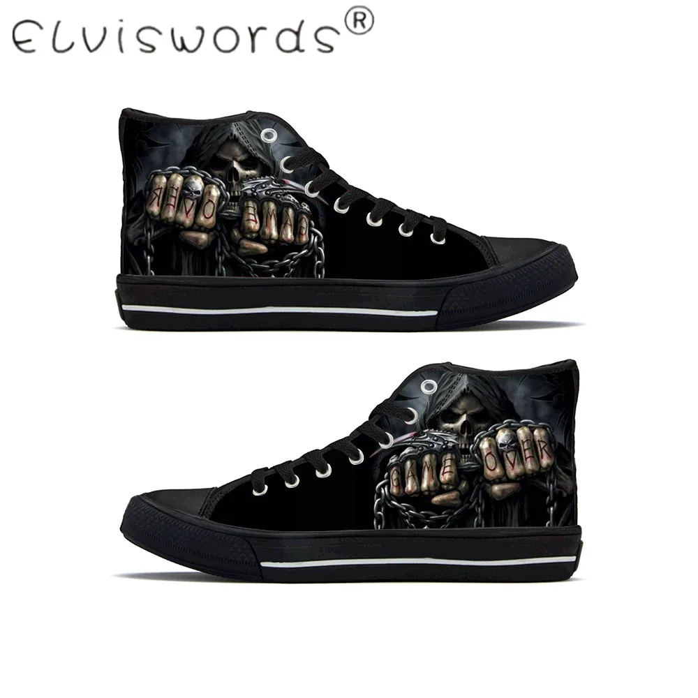 Кроссовки ELVISWORDS мужские высокие Вулканизированная подошва в стиле панк дышащие