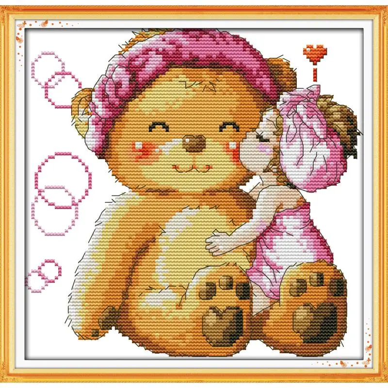 Набор для вышивки крестиком Joy Sunday Kiss Bear сделай сам из хлопчатобумажной нитки