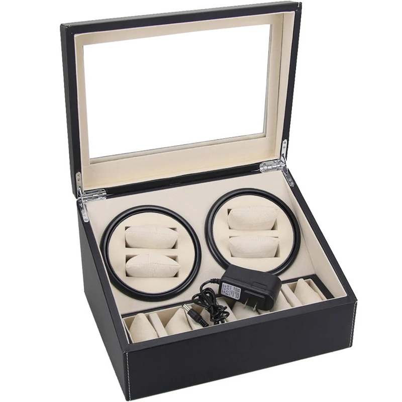 6+4 High Quality Black Watch Winders for Automatic Watches Jewelry Display Box Winding Remontoir Mover Watchwinder - купить по