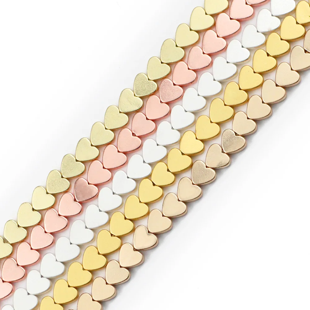 JHNBY матовые розовые золотые цветные персиковые сердца гематит натуральный