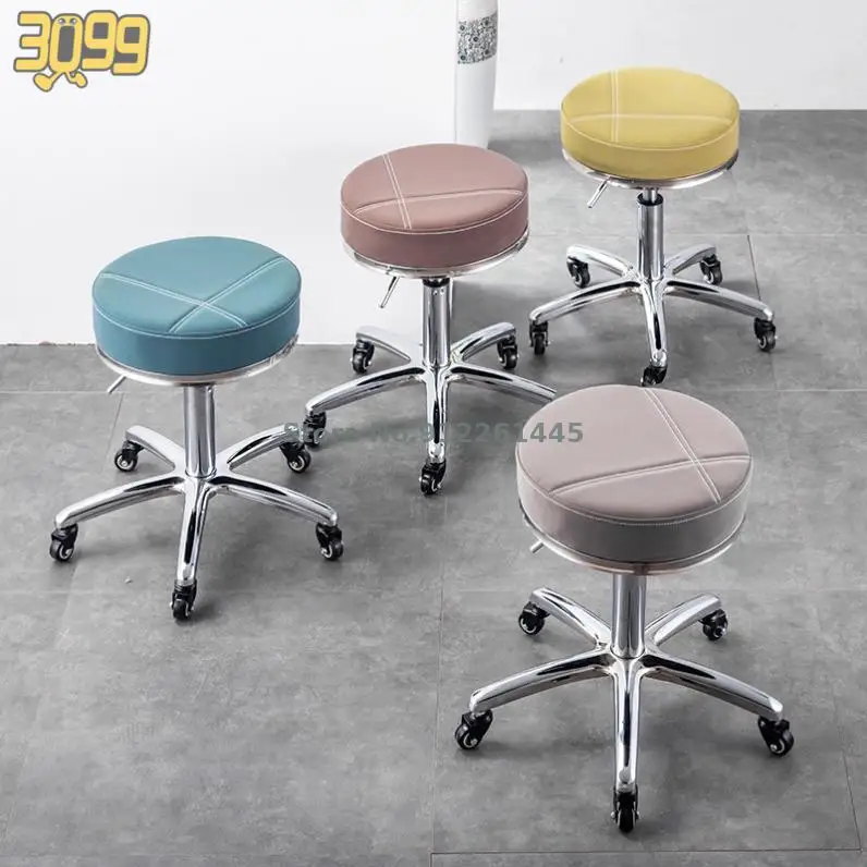 Табурет барный с колесами современный минималистичный вращающийся стул