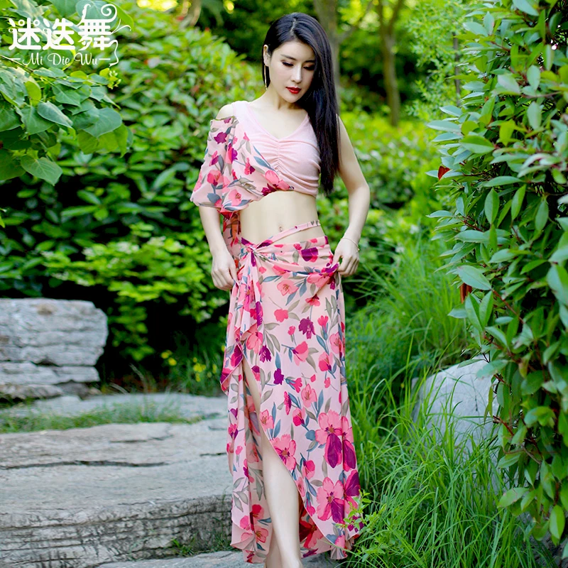 Танец живота Костюм с длинный юбкой Женский Начинающий цветок длинная юбка