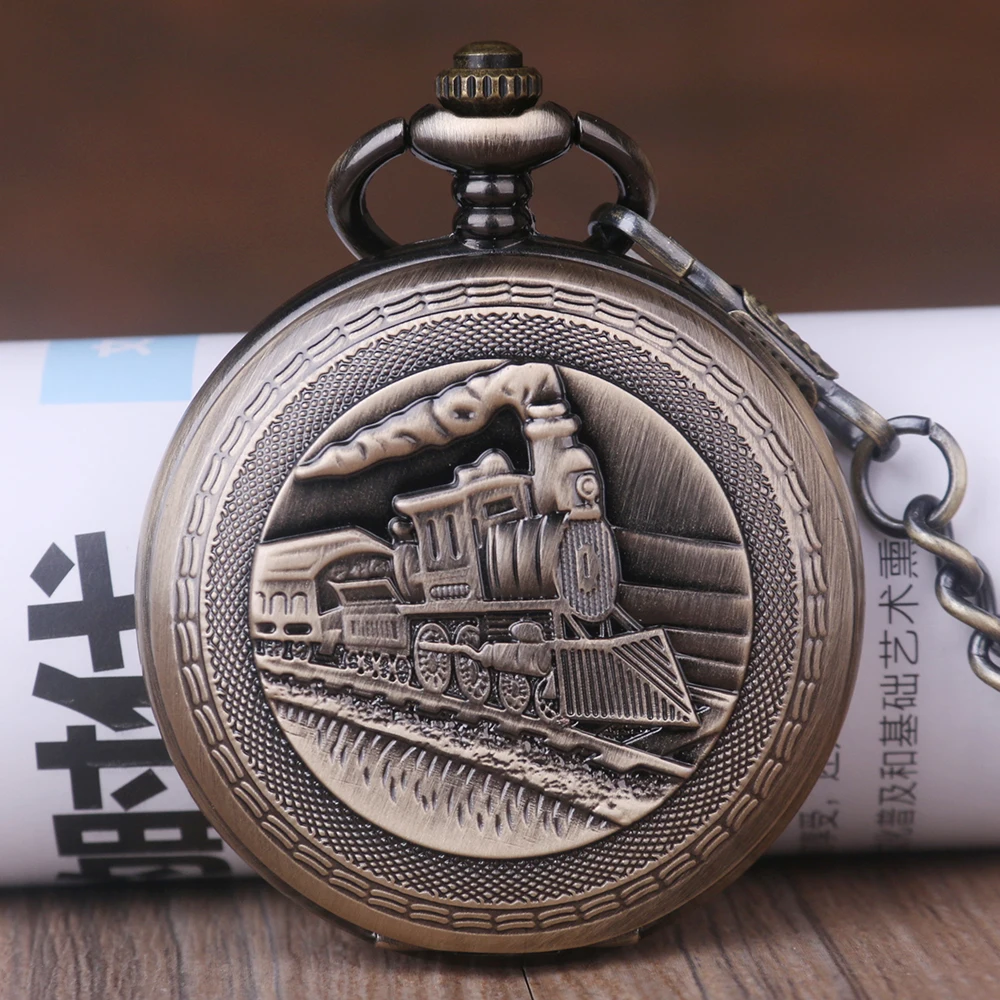 New Fashion Classic Single Open Train Skeleton Roman Number Men's Mechanical Pocket Watch Women Men Gifts |