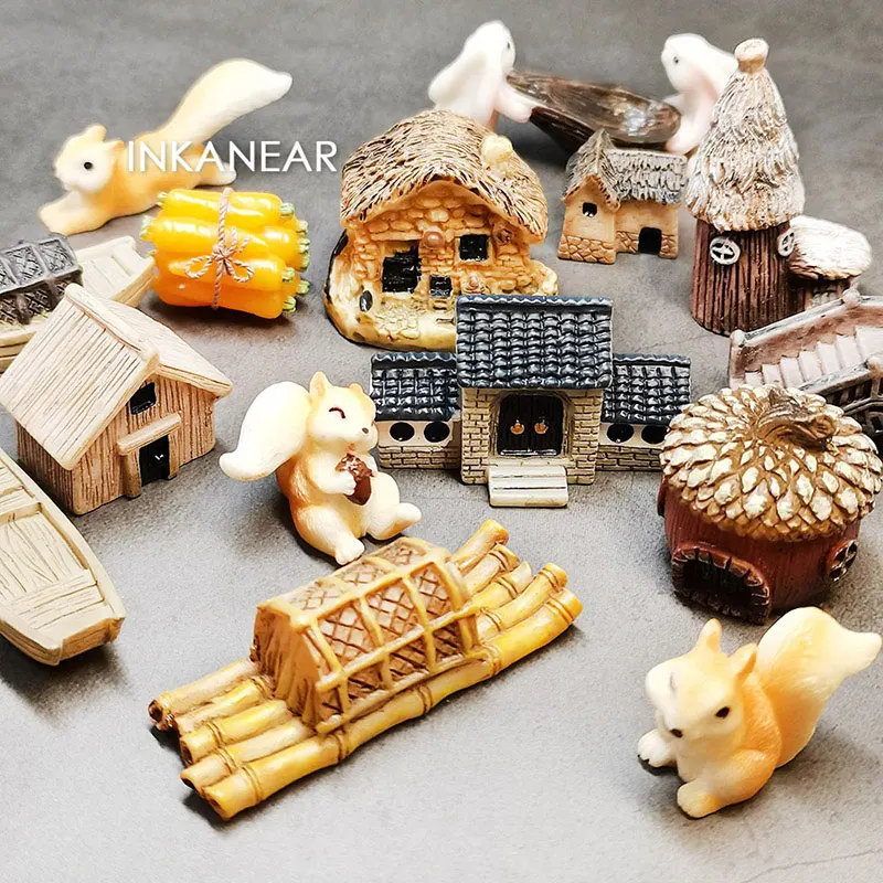 Винтажные декоративные фигурки мини-домик водные фонтаны цветочный горшок