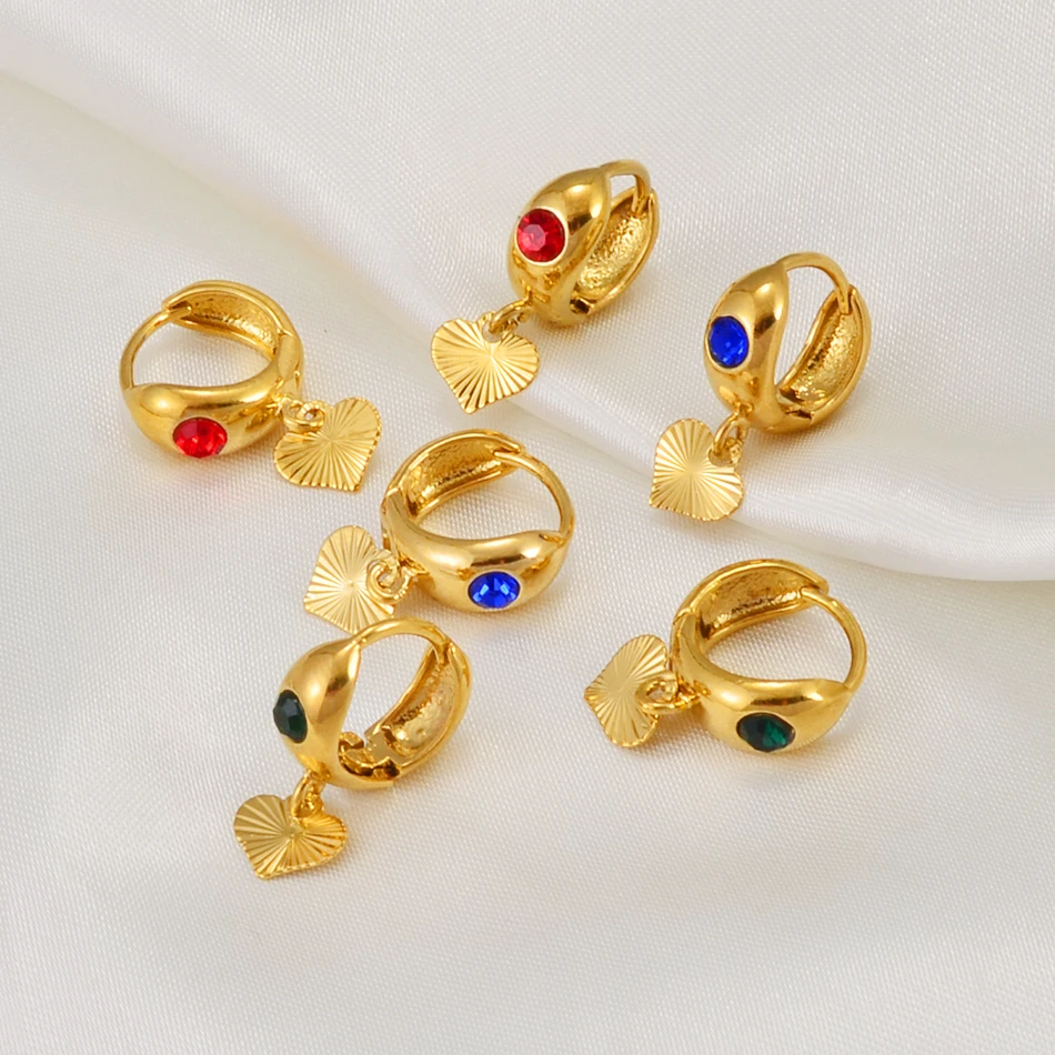 Anniyo африканские серьги в форме сердца со стразами для женщин и девочек круглые