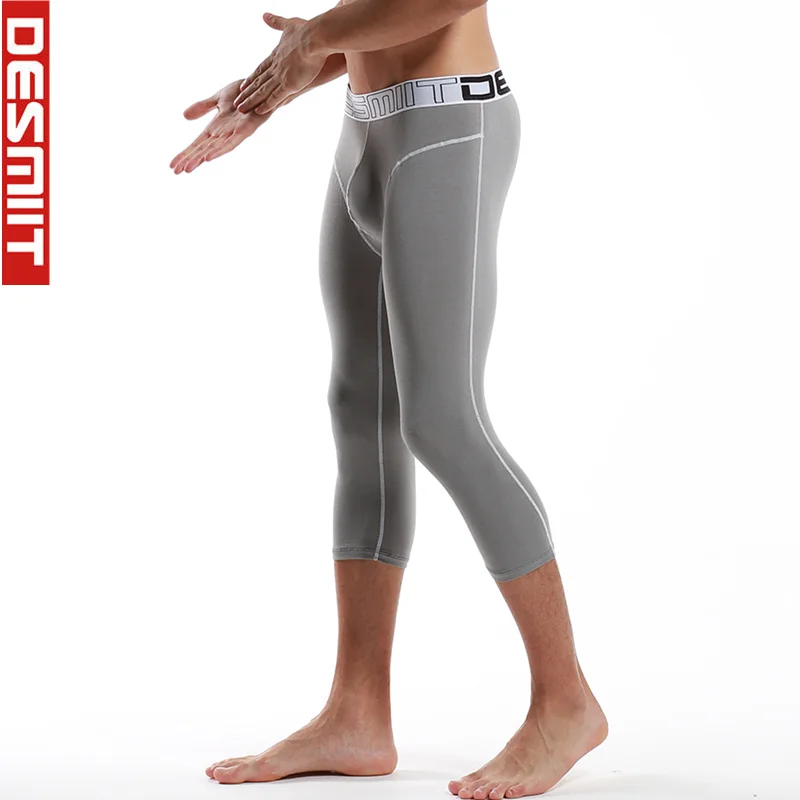 3/4 Leggings Men Compression Pants Running Gym Tights Fitness Leggins Sportswear Shorts High Elastic Breathable Sport Long John | Спорт и