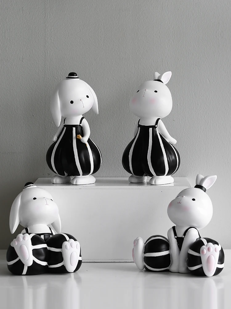 Nordic Home Decoration Garden Desktop Rabbit Decorative Resin Crafts Christmas Ornaments Cartoon Figurine Party Birthday Decor | Дом и сад