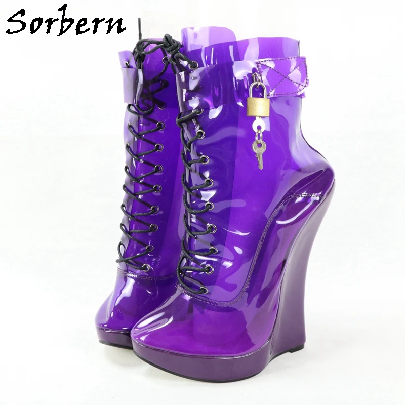 Прозрачные ботинки на танкетке из ПВХ унисекс размеры 36-46