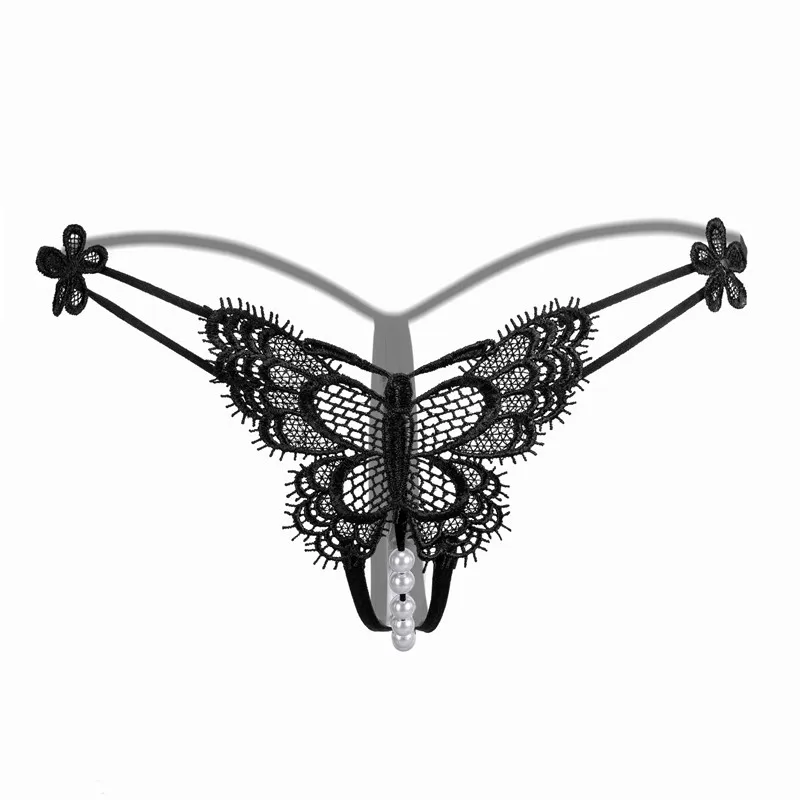Tanga Sexy de mariposa para mujer bragas con perlas ropa interior|Трусики| |