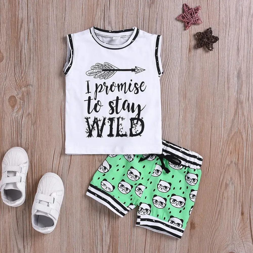 2019 г. комплект из 2 предметов для маленьких мальчиков и девочек: топ с принтом wild +