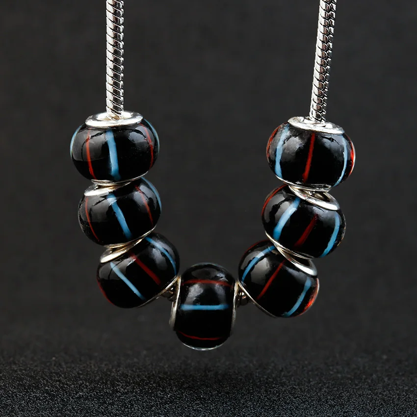 10 шт./партия черные стеклянные бусины с кристаллами подходящие для шармов Pandora