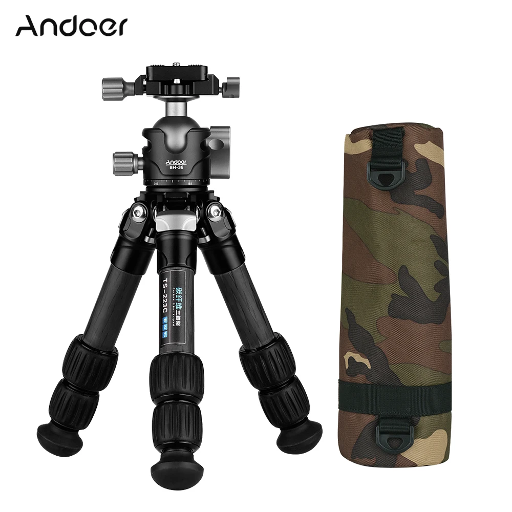 Andoer Portable Desktop Carbon Fiber Travel Tripod 3-Section Adjustable Height for Canon Sony Nikon Camera Camcorder DSLR | Электроника