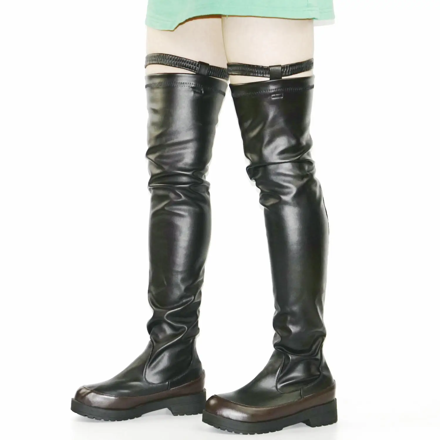 Женские Эластичные кроссовки выше колена высокие мотоботы на низком каблуке