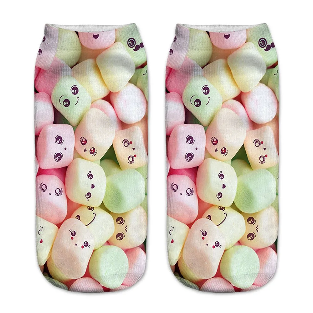 Повседневные деловые носки милые спортивные средней длины с 3d принтом женские