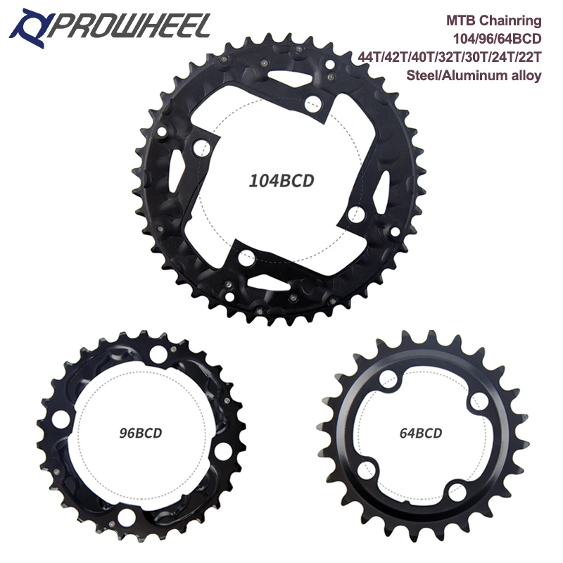 Круглая Звездочка PROWHEEL 104/96/64BCD MTB звездочка 22/24/30/32/40/42/44T звездообразная из сплава