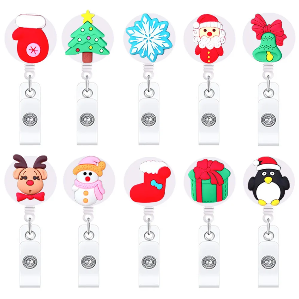 Новинка милая Рождественская елка Санта-Клаус выдвижной Бейдж катушка для