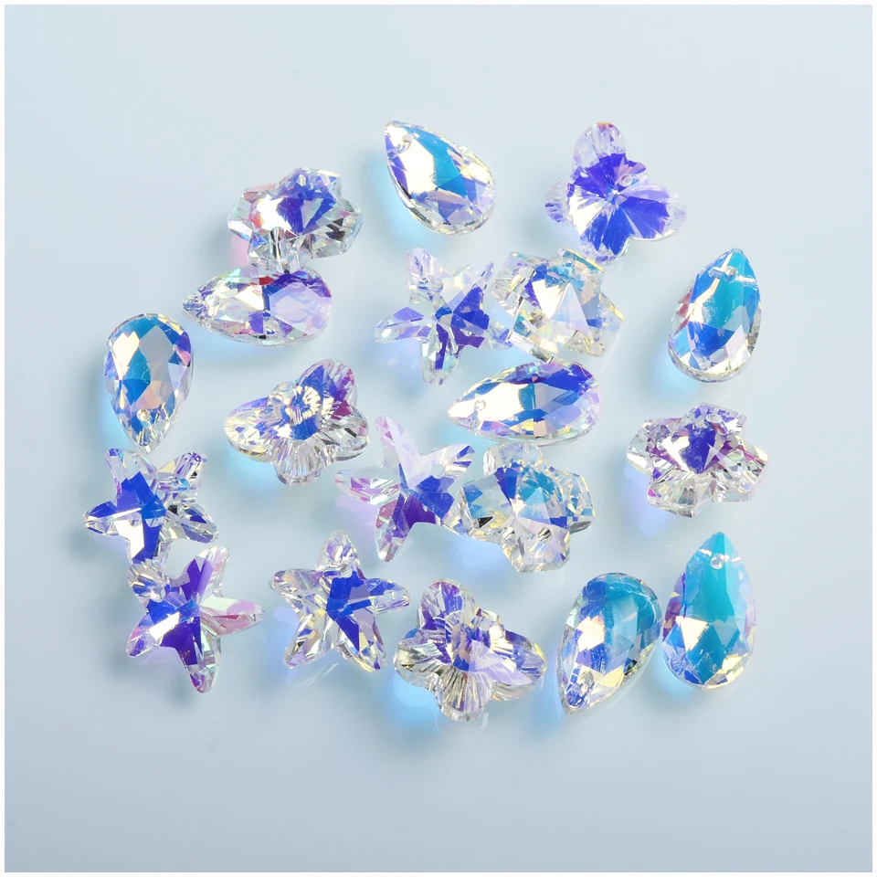 Качественные суперблестящие бусины с кристаллами AB подвеска в форме сердца для