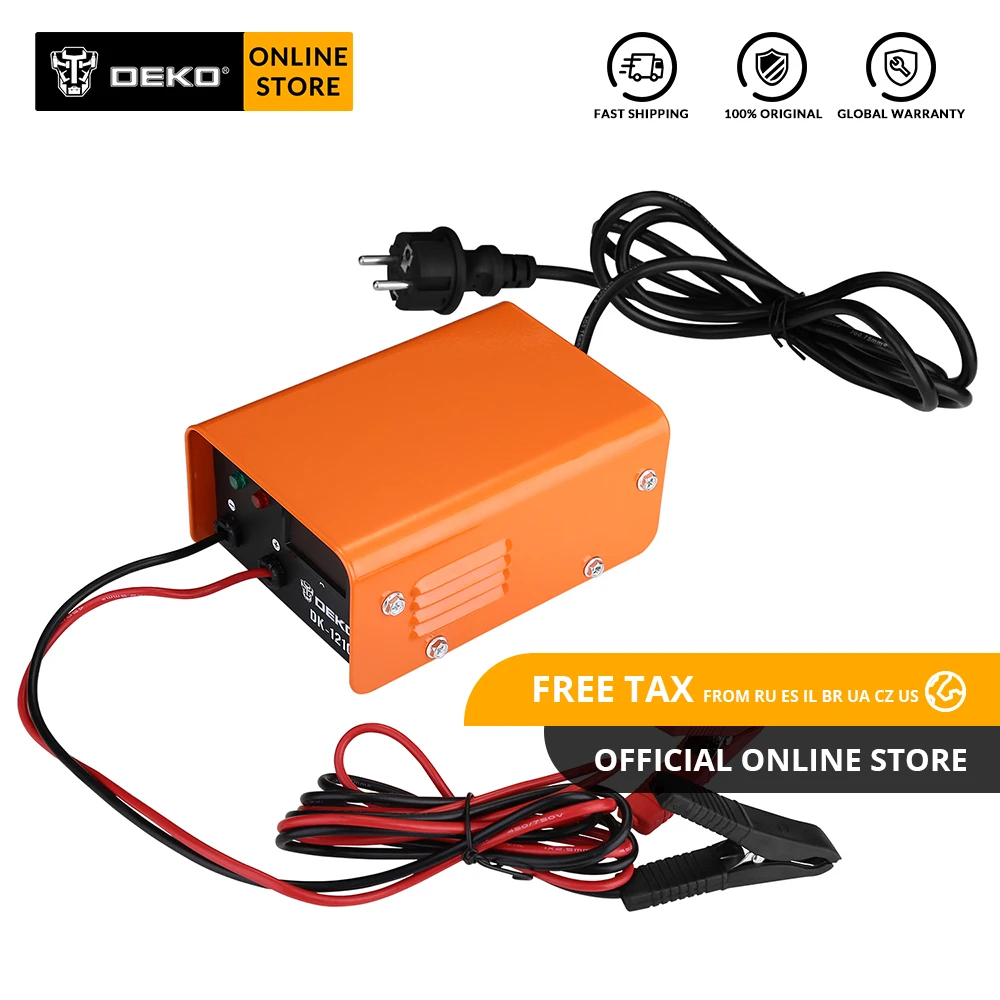DEKO DK1210 полностью автоматическое 12V 10A 3 этапа автомобильное зарядное устройство
