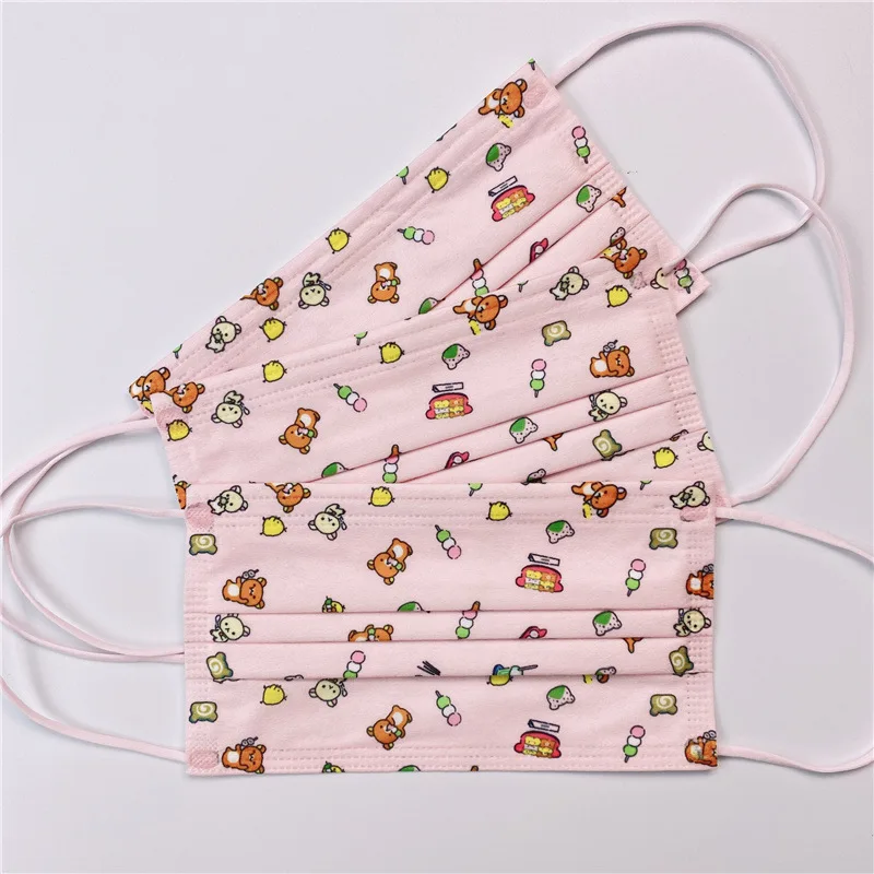 Маски одноразовые детские трехслойные дышащие с медведем 50 шт. - купить по